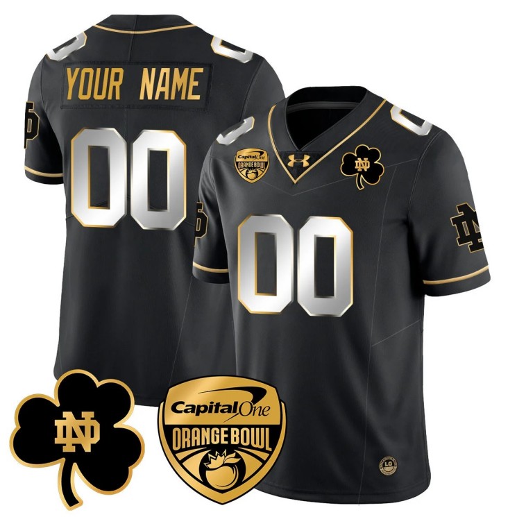 Custom Notre Dame Fighting Irish 2025 Orange Bowl Gender Name Number Stitched Jersey Black Limited