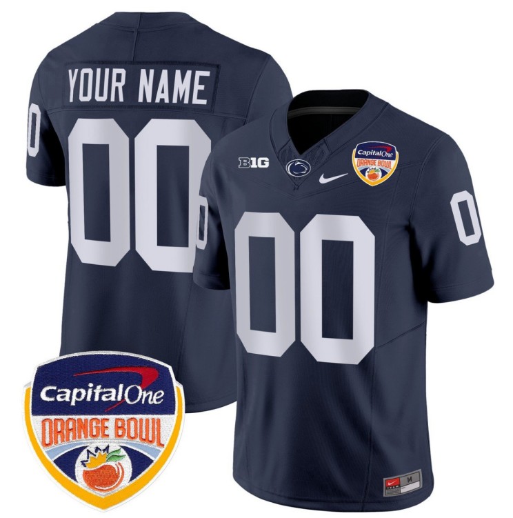 Custom Penn State Nittany Lions Jersey Gender Name Number Orange Bowl Patch Stitched Navy
