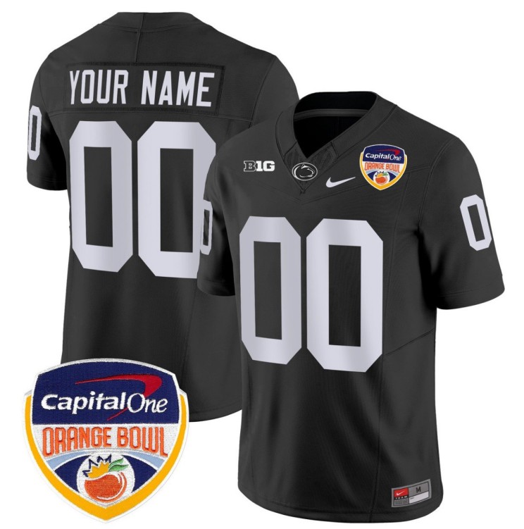 Custom Penn State Nittany Lions Jersey Gender Name Number Orange Bowl Patch Stitched Black