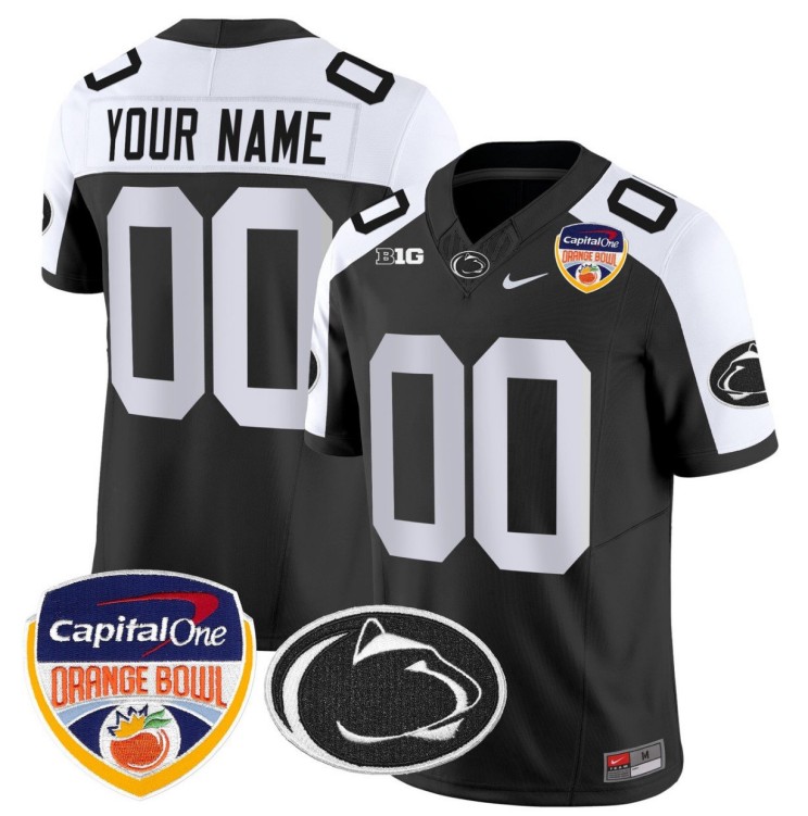 Custom Penn State Nittany Lions Jersey Gender Name Number Orange Bowl Patch Stitched Black Alternate