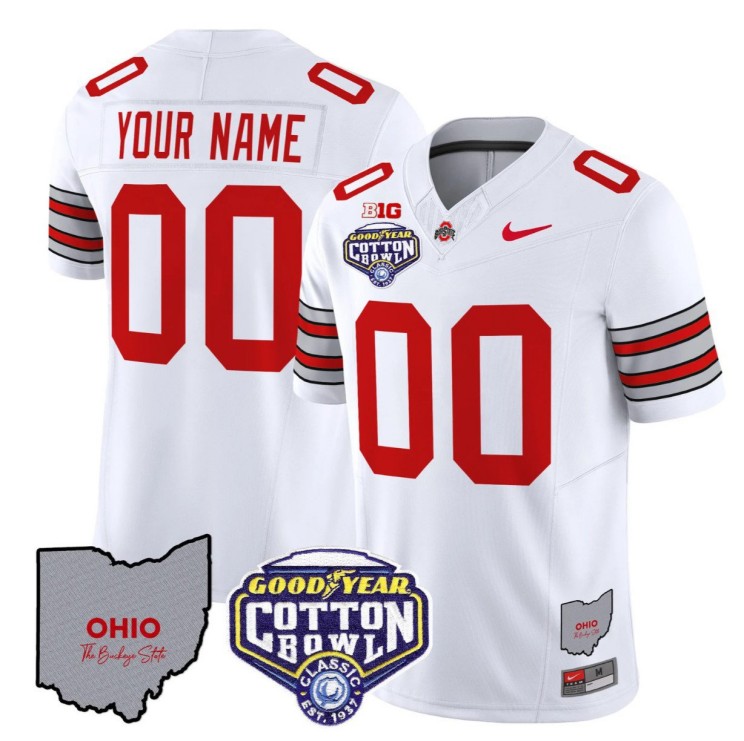 Custom Ohio State Buckeyes Jersey Gender Name Number Cotton Bowl Patch Stitched White