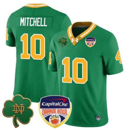 Men's Notre Dame Fighting Irish #10 Kris Mitchell 2025 Orange Bowl Stitched Jersey Throwback