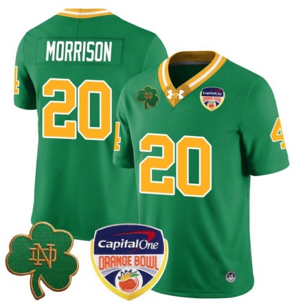 Men's Notre Dame Fighting Irish #20 Benjamin Morrison 2025 Orange Bowl Stitched Jersey Throwback