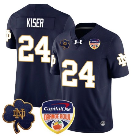 Men's Notre Dame Fighting Irish #24 Jack Kiser 2025 Orange Bowl Stitched Jersey Navy