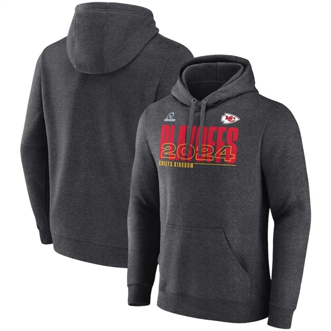 Men's Kansas City Chiefs Charcoal 2024 Playoffs Pullover Hoodie 