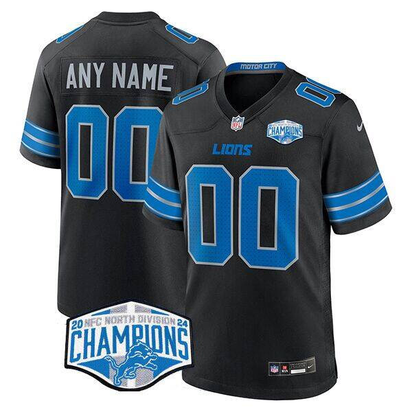 Detroit Lions Active Player Custom Black 2024 NFC North Division Champions 2nd Alternate Football Stitched Game Jersey
