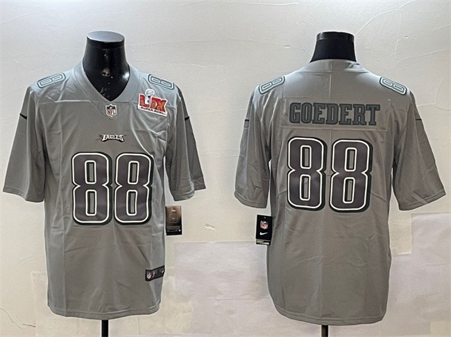 Men's Philadelphia Eagles #88 Dallas Goedert Grey 2025 Super Bowl LIX Patch Atmosphere Fashion Vapor Untouchable Limited Stitched Football Jersey