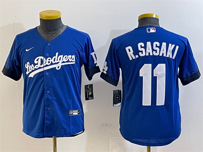 Youth Los Angeles Dodgers #11 Roki Sasaki Royal City Connect Cool Base Stitched Baseball Jersey