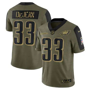 Men's Philadelphia Eagles #33 Cooper DeJean Nike Limited 2021 Salute to Service Olive NFL Stitched Jersey