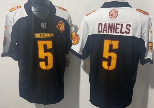 Men's Washington Commanders #5 Jayden Daniels Nike Limited Black Thanksgiving FUSE Vapor NFL Stitched Jersey