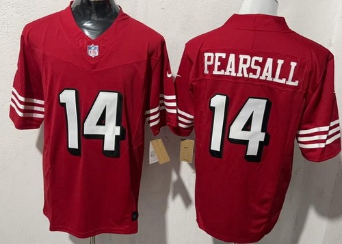 Men's San Francisco 49ers #14 Ricky Pearsall Nike Limited Red Throwback FUSE Vapor NFL Stitched Jersey