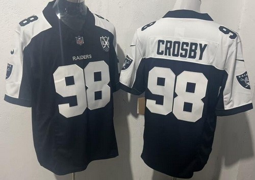 Men's Las Vegas Raiders #98 Maxx Crosby Nike Limited Black Thanksgiving FUSE Vapor NFL Stitched Jersey
