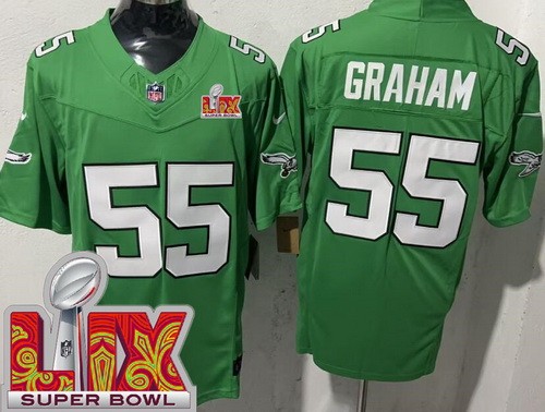 Men's Philadelphia Eagles #55 Brandon Graham Nike Limited Kelly Green Super Bowl LIX FUSE Vapor NFL Stitched Jersey