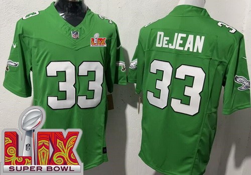 Men's Philadelphia Eagles #33 Cooper DeJean Nike Limited Kelly Green Super Bowl LIX FUSE Vapor NFL Stitched Jersey