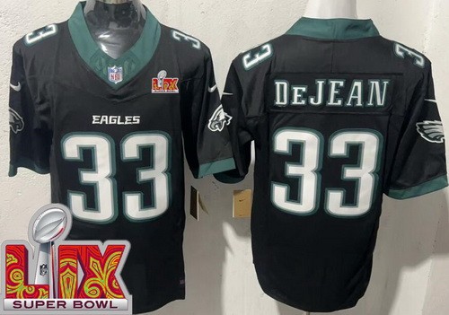 Men's Philadelphia Eagles #33 Cooper DeJean Nike Limited Black Super Bowl LIX FUSE Vapor NFL Stitched Jersey