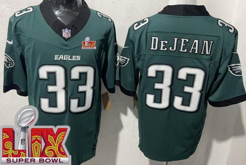 Men's Philadelphia Eagles #33 Cooper DeJean Nike Limited Midnight Green Super Bowl LIX FUSE Vapor NFL Stitched Jersey