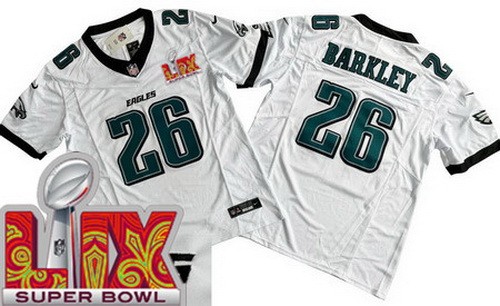 Men's Philadelphia Eagles #26 Saquon Barkley Nike Limited White New Logo Super Bowl LIX FUSE Vapor NFL Stitched Jersey