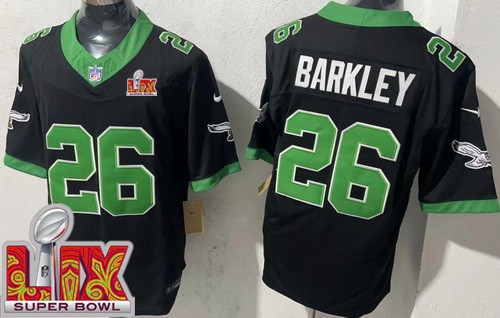 Men's Philadelphia Eagles #26 Saquon Barkley Nike Limited Black Alternate Super Bowl LIX FUSE Vapor NFL Stitched Jersey