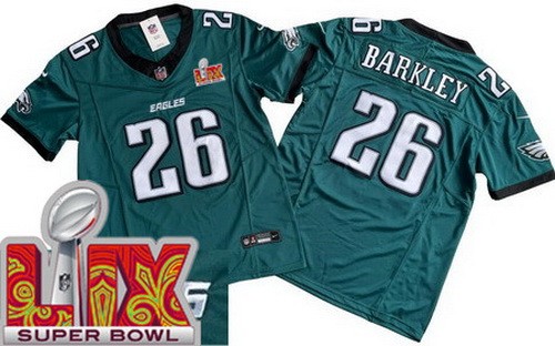 Men's Philadelphia Eagles #26 Saquon Barkley Nike Limited Midnight Green Super Bowl LIX FUSE Vapor NFL Stitched Jersey