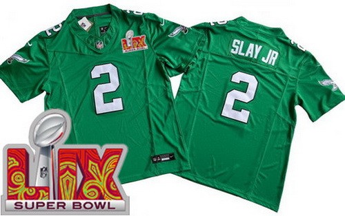 Men's Philadelphia Eagles #2 Darius Slay Jr Nike Limited Green Alternate Super Bowl LIX FUSE Vapor NFL Stitched Jersey