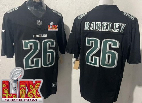 Men's Philadelphia Eagles #26 Saquon Barkley Nike Limited Black Fashion Super Bowl LIX FUSE Vapor NFL Stitched Jersey