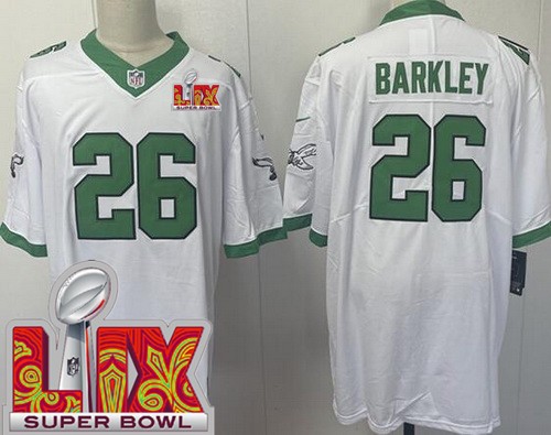 Men's Philadelphia Eagles #26 Saquon Barkley Nike Limited White Alternate Super Bowl LIX Vapor NFL Stitched Jersey