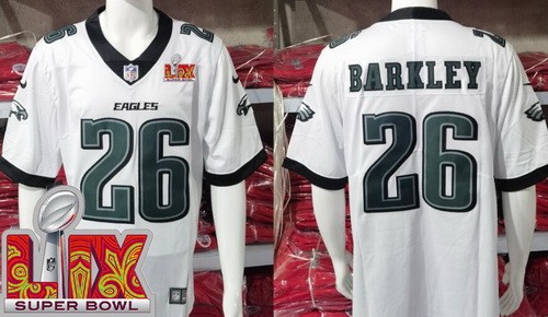 Men's Philadelphia Eagles #26 Saquon Barkley Nike Limited White Super Bowl LIX Vapor NFL Stitched Jersey