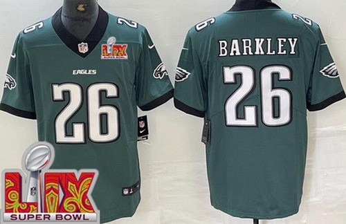 Men's Philadelphia Eagles #26 Saquon Barkley Nike Limited Midnight Green New Logo Super Bowl LIX Vapor NFL Stitched Jersey