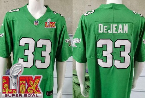 Men's Philadelphia Eagles #33 Cooper DeJean Nike Limited Kelly Green Super Bowl LIX Vapor NFL Stitched Jersey