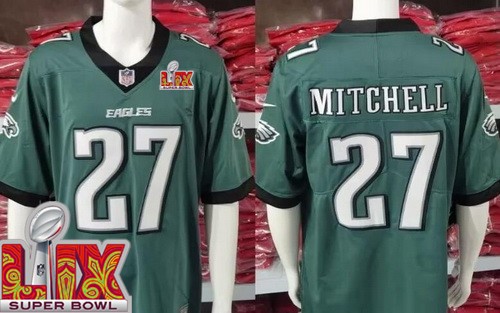 Men's Philadelphia Eagles #27 Quinyon Mitchell Nike Limited Midnight Green Super Bowl LIX Vapor NFL Stitched Jersey