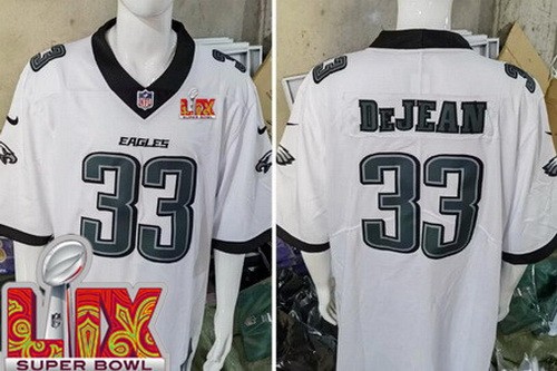 Men's Philadelphia Eagles #33 Cooper DeJean Nike Limited White Super Bowl LIX Vapor NFL Stitched Jersey