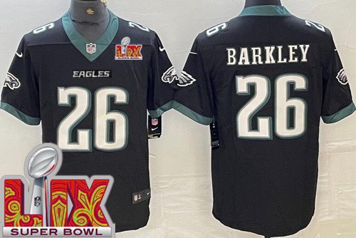 Men's Philadelphia Eagles #26 Saquon Barkley Nike Limited Black Super Bowl LIX Vapor NFL Stitched Jersey