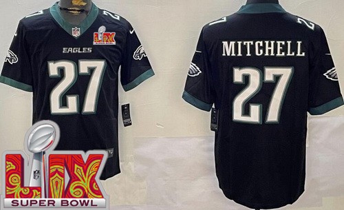Men's Philadelphia Eagles #27 Quinyon Mitchell Nike Limited Black Super Bowl LIX Vapor NFL Stitched Jersey