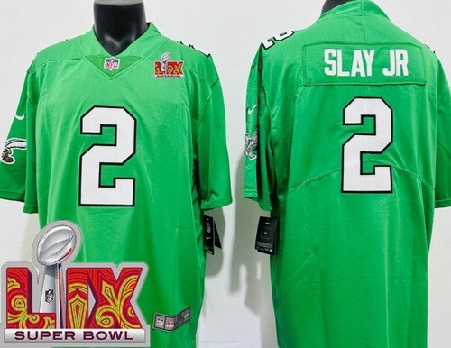 Men's Philadelphia Eagles #2 Darius Slay Jr Nike Limited Kelly Green Super Bowl LIX Vapor NFL Stitched Jersey