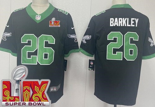 Men's Philadelphia Eagles #26 Saquon Barkley Nike Limited Black Alternate Super Bowl LIX Vapor NFL Stitched Jersey
