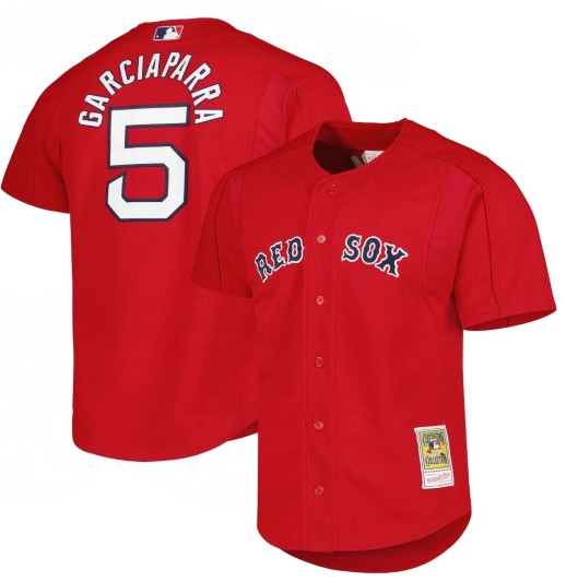 Men's Boston Red Sox #5 Nomar Garciaparra Red Cooperstown Collection Authentic Throwback Jersey