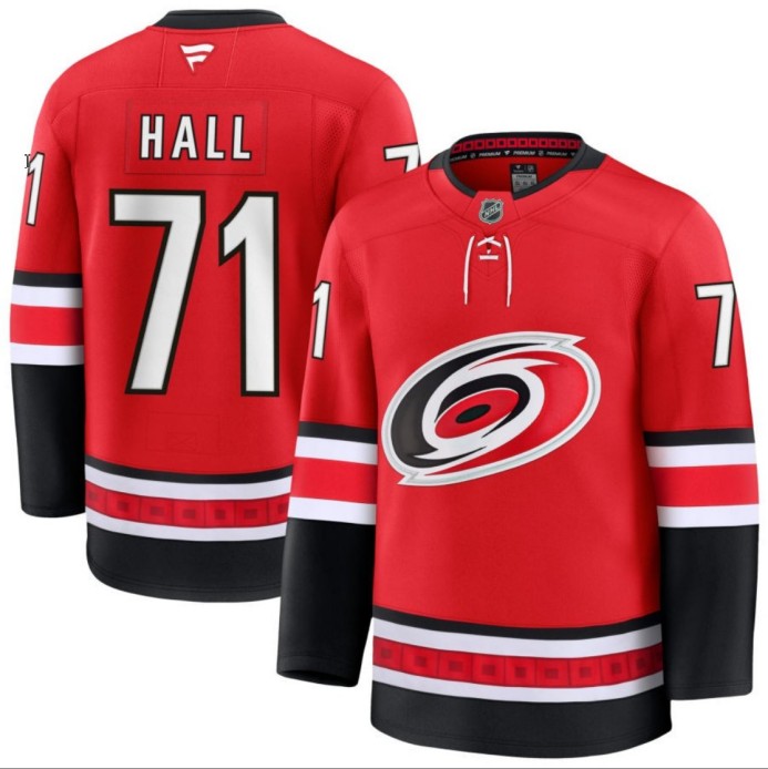 Men's Carolina Hurricanes #71 Taylor Hall Red 2024-25 Alternate Stitched Hockey