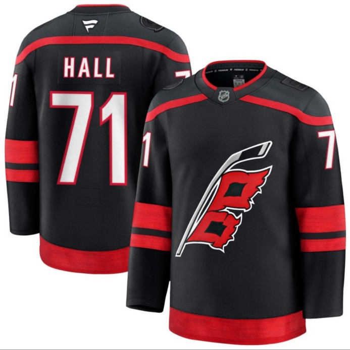 Men's Carolina Hurricanes #71 Taylor Hall Black 2024-25 Home Stitched Hockey Jersey