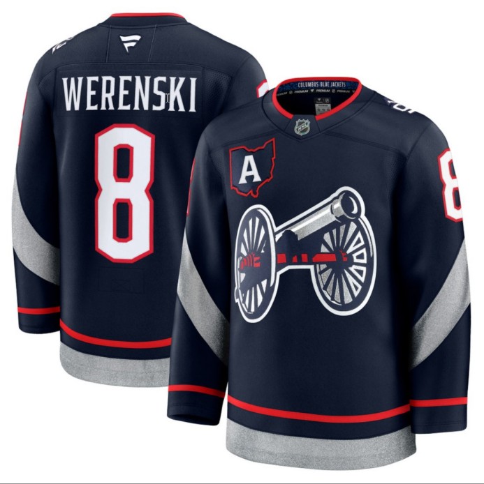 Men's Columbus Blue Jackets #8 Zach Werenski Navy 2025 Stadium Series Alternate Stitched Hockey Jersey