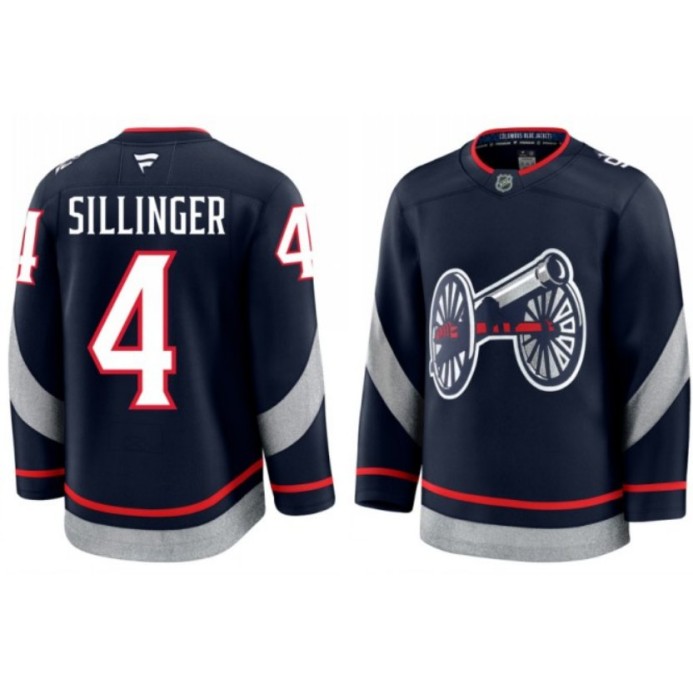 Men's Columbus Blue Jackets #4 Cole Sillinger Navy 2025 Stadium Series Alternate Stitched Hockey Jersey