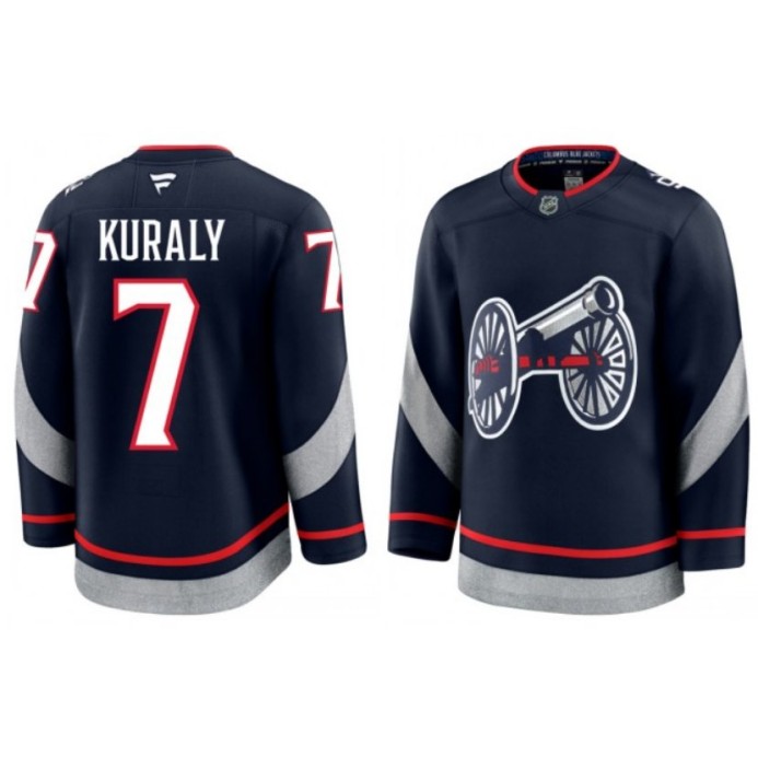 Men's Columbus Blue Jackets #7 Sean Kuraly Navy 2025 Stadium Series Alternate Stitched Hockey Jersey