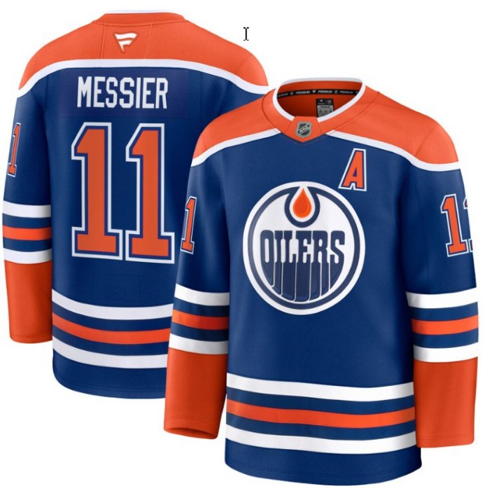Men's Edmonton Oilers #11 Mark Messier Royal 2025 Premium Home Stitched Hockey Jersey