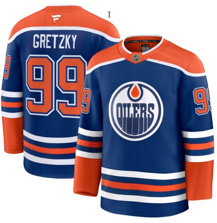 Men's Edmonton Oilers #99 Wayne Gretzky Royal 2025 Premium Home Stitched Hockey Jersey