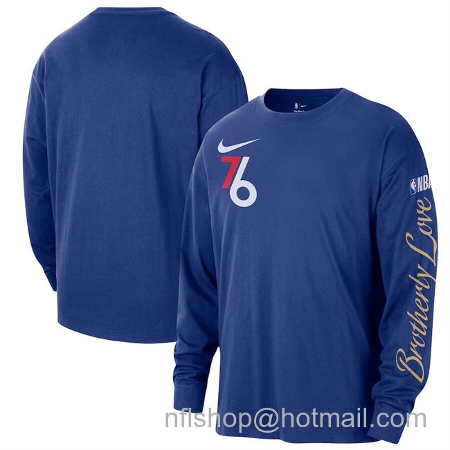 Men's Philadelphia 76ers Royal 2022-23 City Edition Essential Logo Long Sleeve T-Shirt