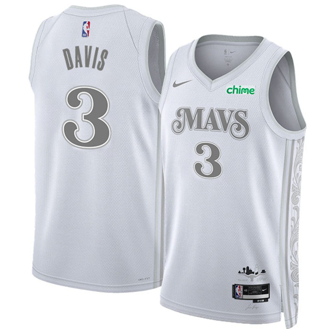 Men's Dallas Mavericks #3 Anthony Davis White 2024-25 City Edition Stitched Basketball Jersey