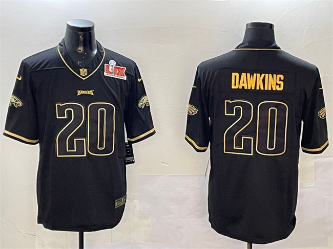 Men's Philadelphia Eagles #20 Brian Dawkins Black_Gold 2025 Super Bowl LIX Patch Salute To Service Vapor Untouchable Limited Stitched Football Jersey
