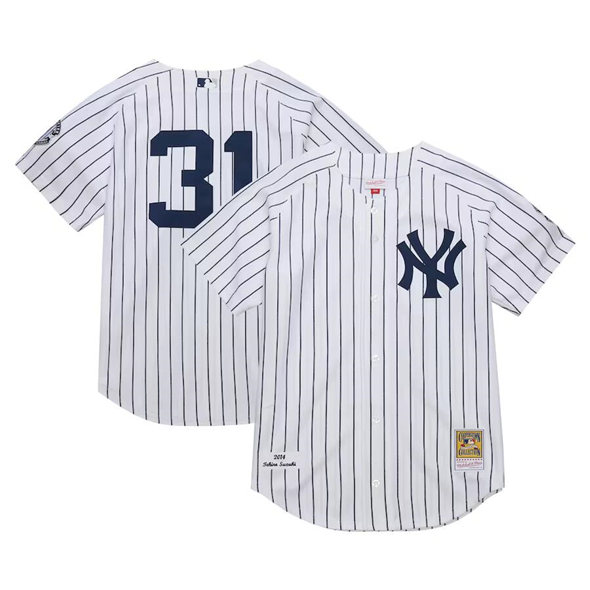 Men's New York Yankees #31 Ichiro Suzuki White 2014 Cooperstown Collection Throwback Stitched Baseball Jersey