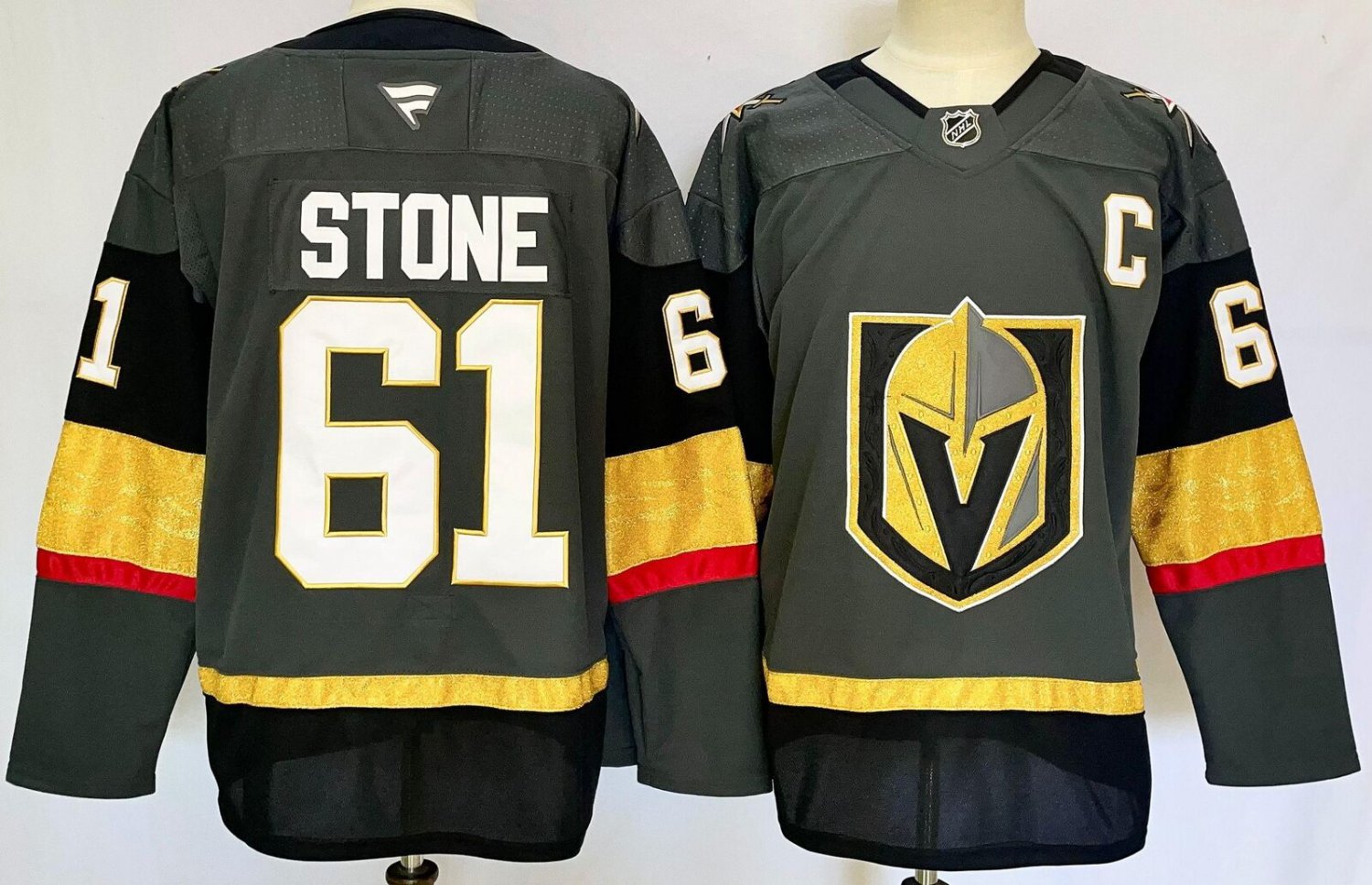 Men's Vegas Golden Knights #61 Mark Stone Gray With C Patch Authentic NHL Stitched Hockey Jersey