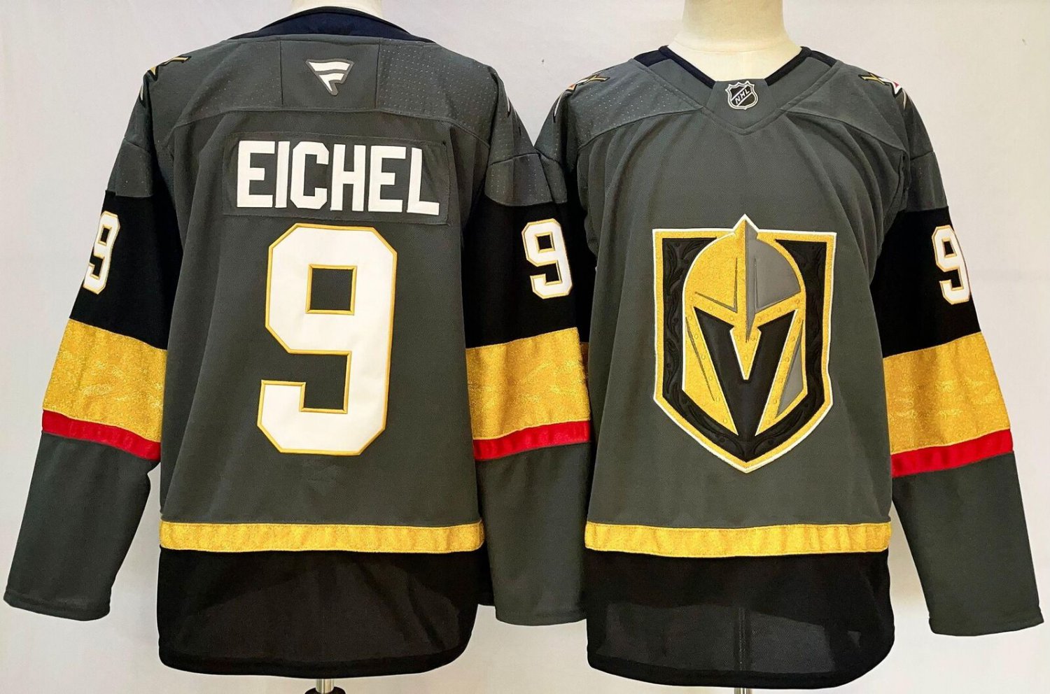 Men's Vegas Golden Knights #9 Jack Eichel Gray Authentic NHL Stitched Hockey Jersey