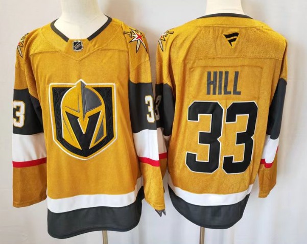 Men's Vegas Golden Knights #33 Adin Hill Gold 2024-25 Home Stitched Hockey Jersey
